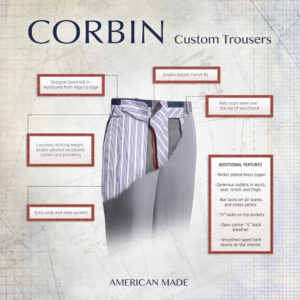 Corbin Pants and trousers at ls mens clothing custom fit by our tailors for that made to measure feel